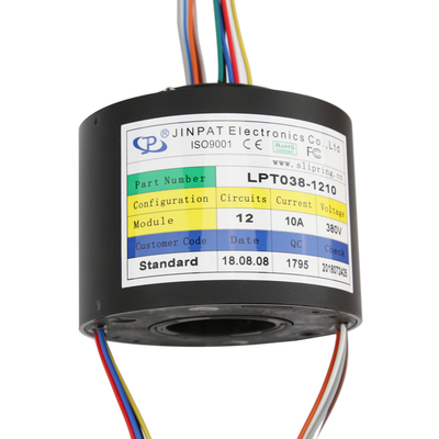 38mm Hollow Slip Ring 12 Circuit 10A 300RPM Precious Metal